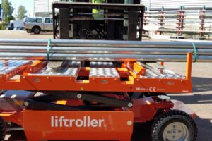 Liftroller E Mover loaded with steel pipes