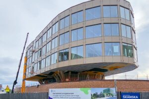 The construction project "Lervigskvartalet" in Stavanger, Norway. Seen from the outside.