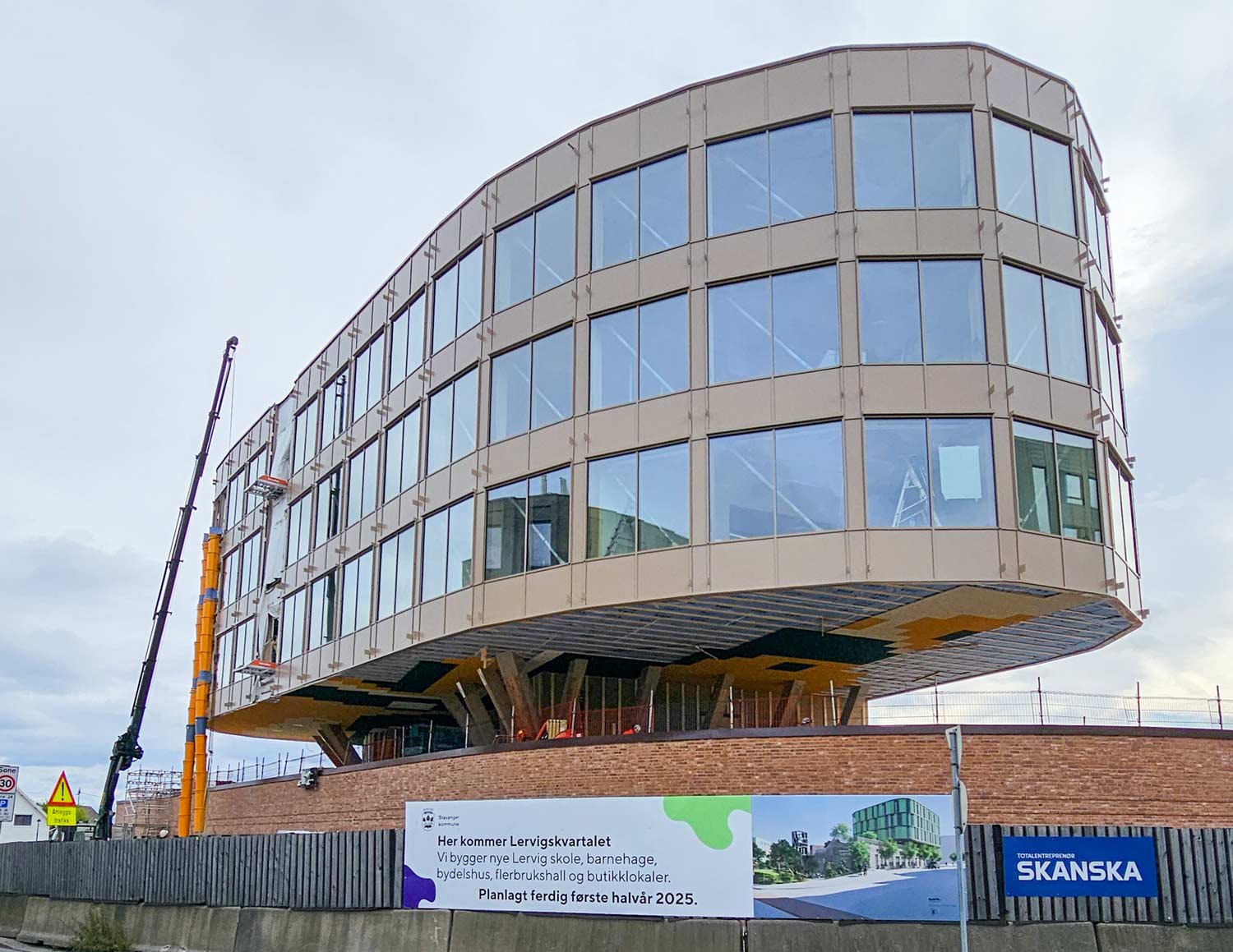 The construction project "Lervigskvartalet" in Stavanger, Norway. Seen from the outside.