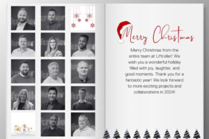 Christmas card with text and pictures. Merry Christmas from Liftroller